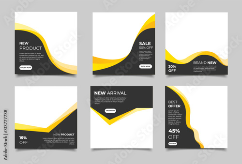 Creative elegance black yellow social media post template design