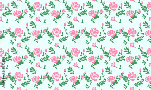 Beautiful pink flower pattern background for valentine, with unique leaf and floral design.