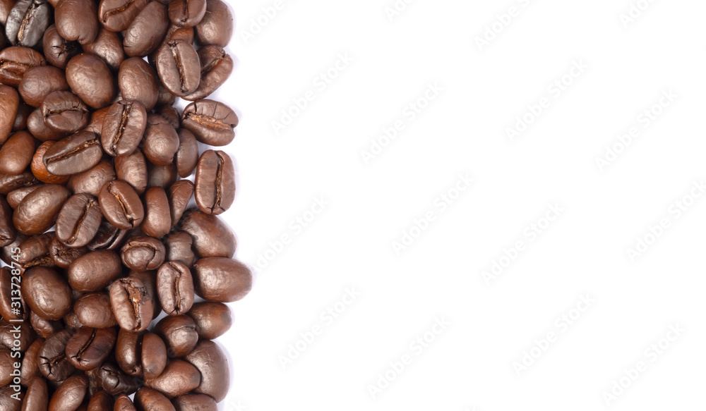 Bean coffee in isolated white background,copy space Bean coffee in isolated white background,copy space