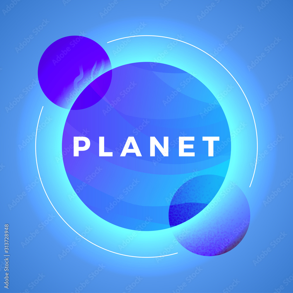 Space planets abstract background stock vector illustration. Futuristic hyperspace universe on blue background. Vector design for cover, poster, banner. Vector illustration.