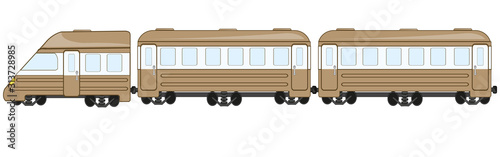 Passenger train on white background is insulated