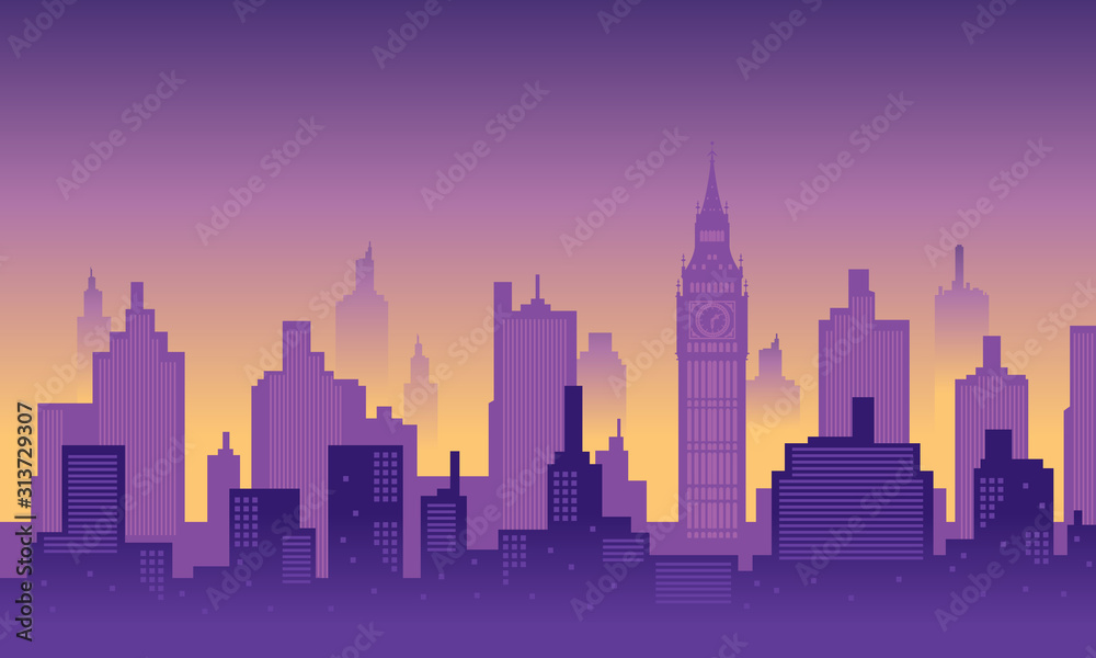 A illustration vector background of City Clock Tower London