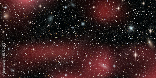 Night sky vector background with stars, nebula and galaxies