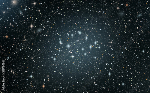 Night sky vector background with stars, nebula and galaxies