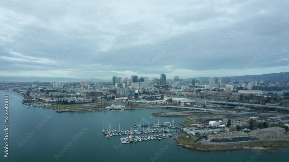 Loop-able background of the bay city on a cloudy day.