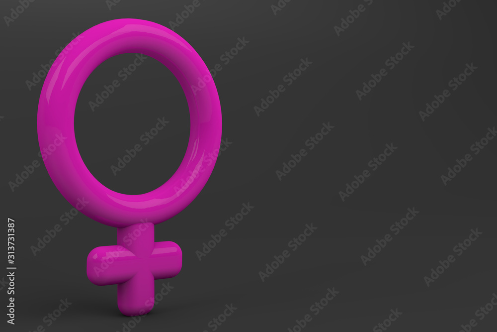 3d rendering of International Women's Day concept with women gender symbol. Pink women symbol sign on black background. March 8th 3d rendering of International Women's Day concept with women gender symbol. Pink women symbol sign on black background. March 8th