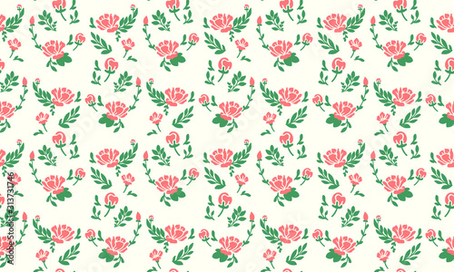 Elegant pink rose flower FOR Happy valentine, WITH floral pattern wallpaper background.