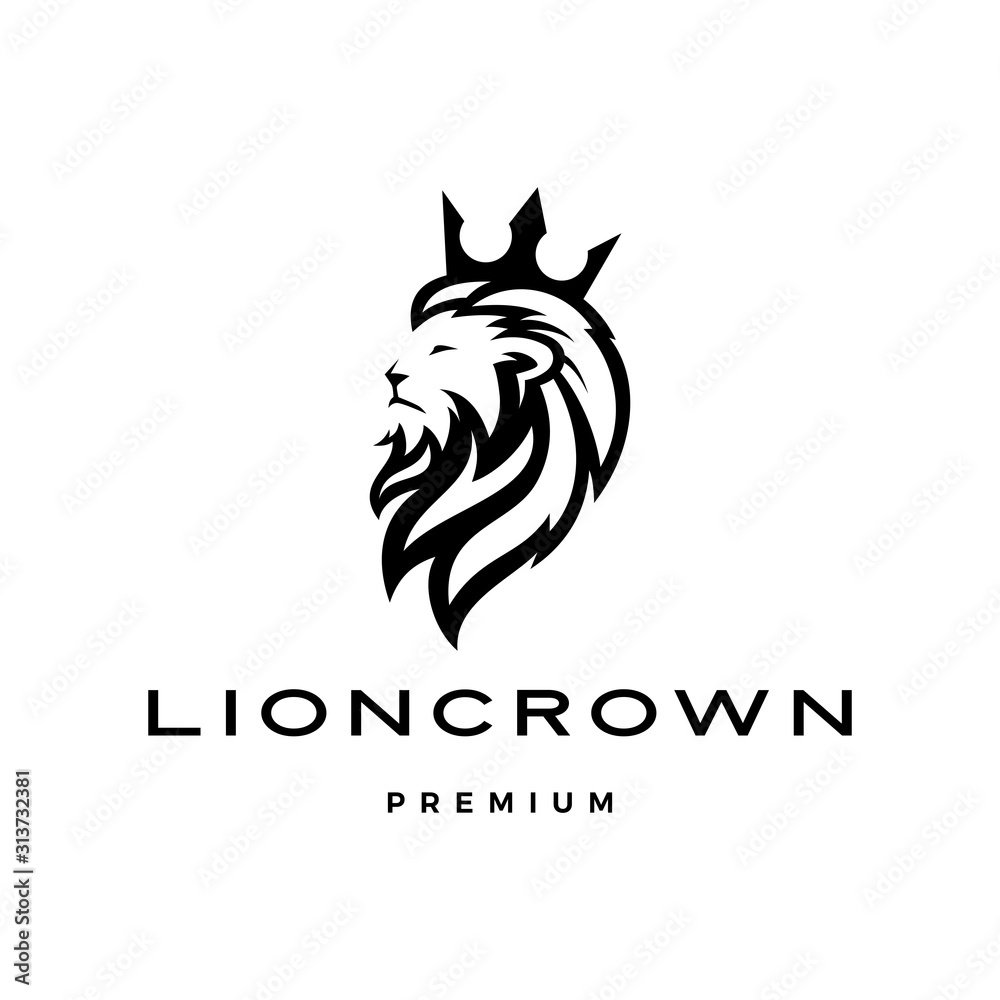 lion king crown head logo template vector icon