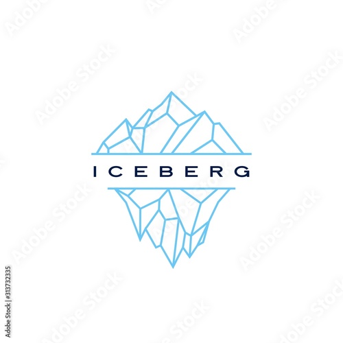 iceberg logo geometric line outline monoline illustration