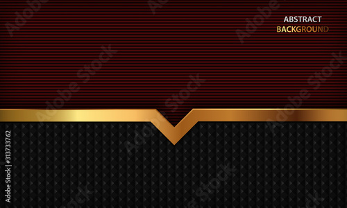 Dark red luxury background with realistic golden element. Modern vector design template.