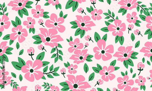 Unique valentine flower decor pattern background, with leaf and flower drawing.