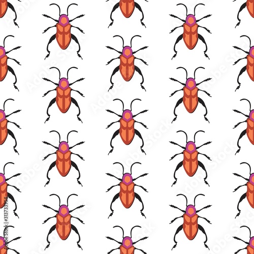 The vector seamless pattern. Cute beetle pattern. Vector for wallpaper, child apron, fabric, textile pattern. Endless print. Background illustration vector. © My vintage