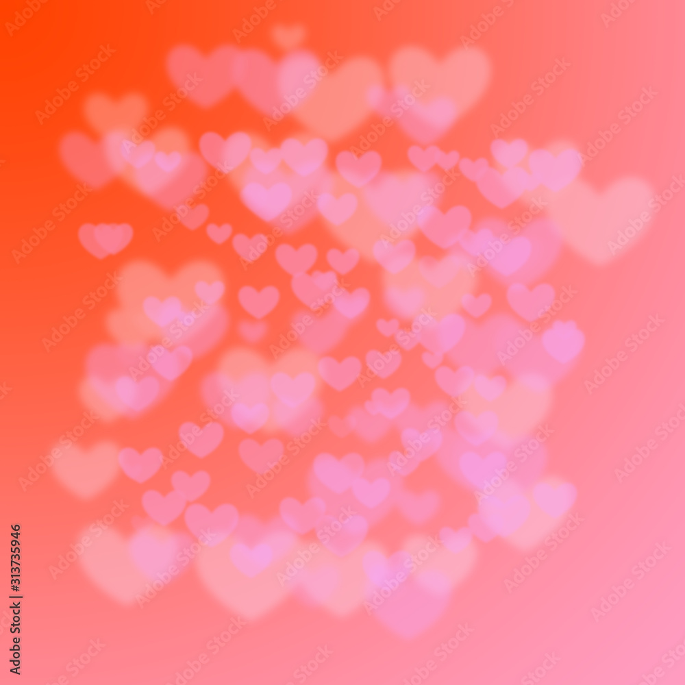 colorful blurry heart shape on gradient pink abstract background