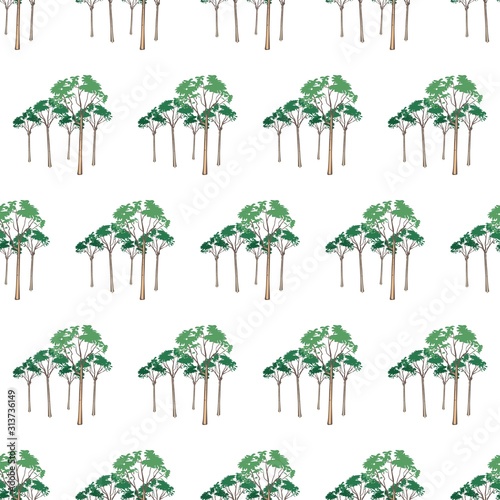The vector seamless pattern. Cute tree pattern. Vector for wallpaper, child apron, fabric, textile pattern. Endless print. Background illustration vector.
