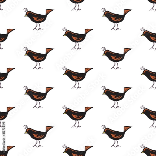 The vector seamless pattern. Cute bird pattern. Vector for wallpaper, child apron, fabric, textile pattern. Endless print. Background illustration vector.