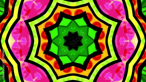 Kaleidoscope Mandala Art Design Abstract Background Loop