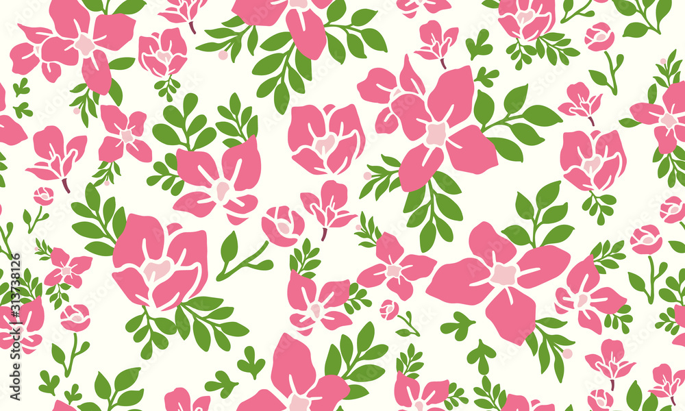 Rose pink flower background for Romantic valentine, with beautiful leaf and flower drawing. Rose pink flower background for Romantic valentine, with beautiful leaf and flower drawing.