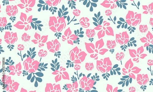 Wallpaper Mural Valentine Flower pattern background, with elegant and seamless pink flower design. Torontodigital.ca