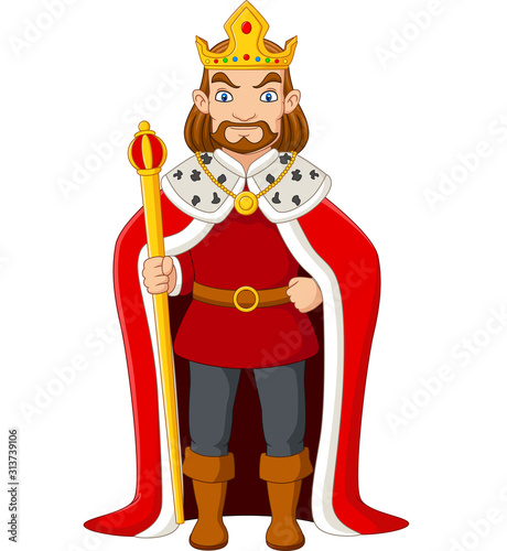 Cartoon king holding a golden scepter photo