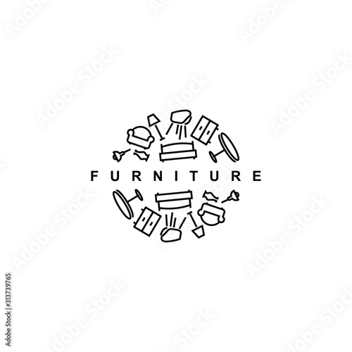 Furniture logo design vector template.Home furnishings icon 