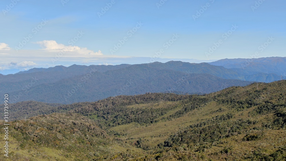 Vista aerea de las montañas del cerro de muerte, Costa Rica