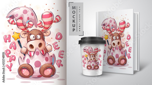 Merry christmas deer poster and merchandising