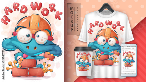 Builder frog poster and merchandising