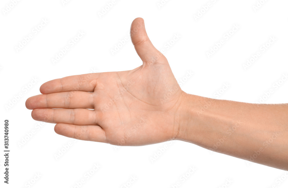 Man making frame with hand on white background, closeup Man making frame with hand on white background, closeup