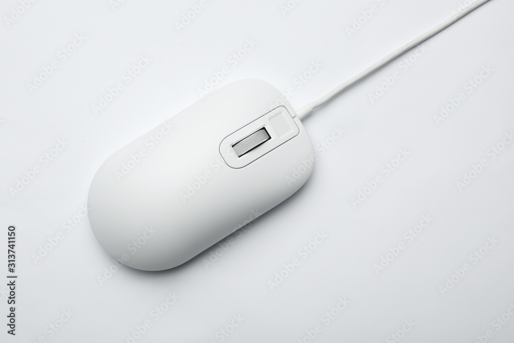 Wired computer mouse isolated on white, top view Wired computer mouse isolated on white, top view