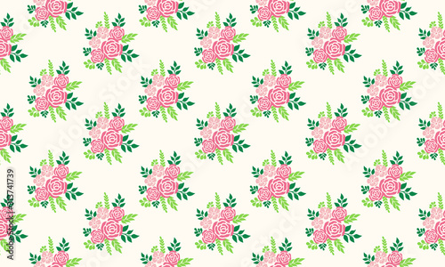 Romantic flower pattern background for valentine, with leaf and floral elegant drawing.