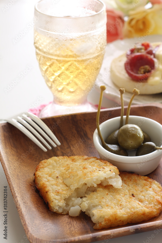 Hashed brown and caper berry pickles for breakfast image Hashed brown and caper berry pickles for breakfast image