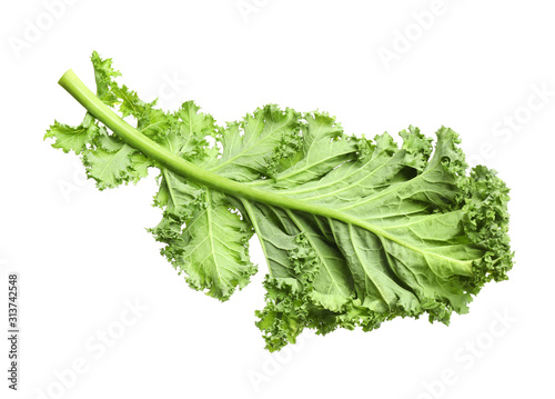 Fresh green kale leaf isolated on white