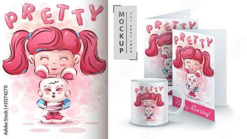 Girlswith rabbit poster and merchandising