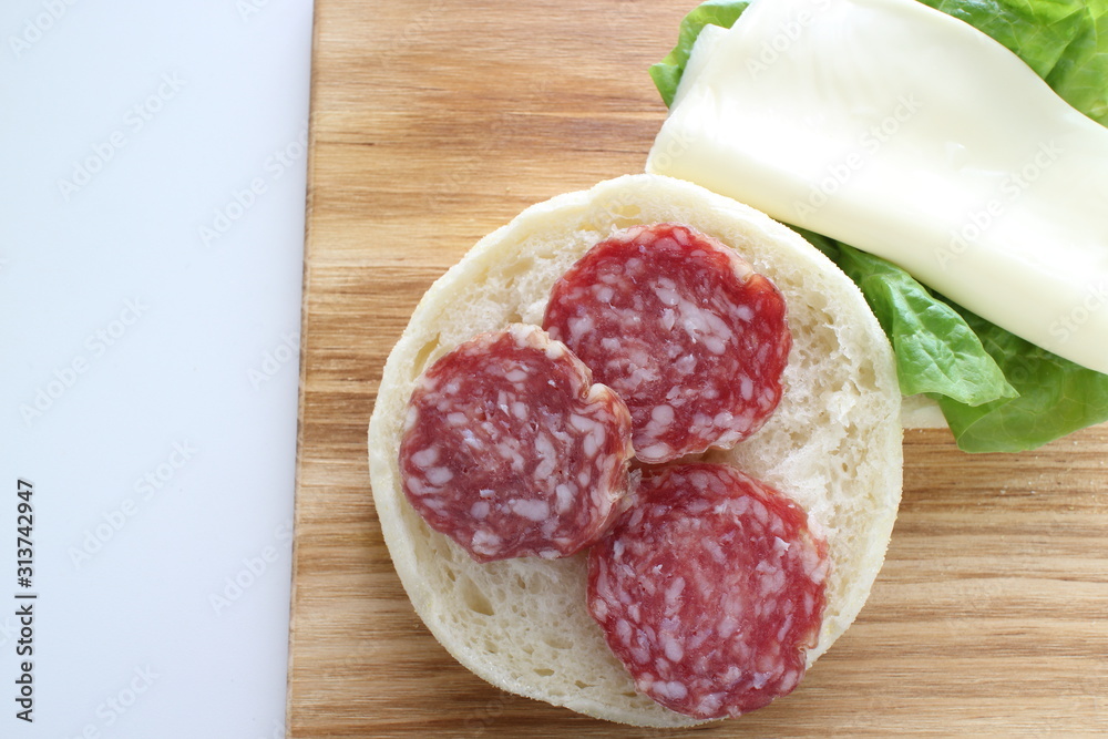English muffin and salami for breakfast English muffin and salami for breakfast