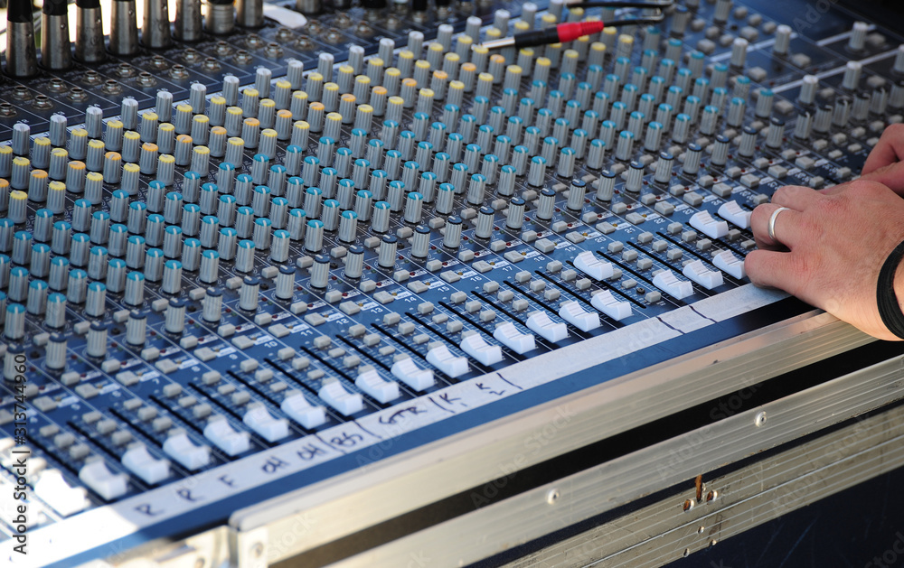 Fototapeta premium Sound mixing board for music performances.