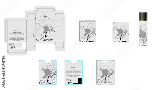 Packaging design, luxury perfume box,  pocket perfume and deo design template and mock up box. Illustration vector.