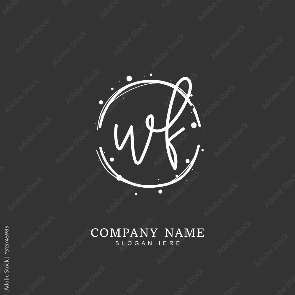 Handwritten initial letter W F WF for identity and logo. Vector logo template with handwriting and signature style. Handwritten initial letter W F WF for identity and logo. Vector logo template with handwriting and signature style.