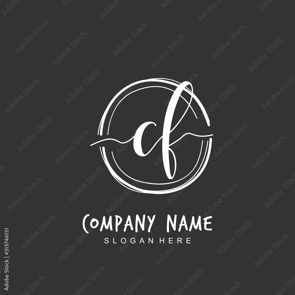 Handwritten initial letter C F CF for identity and logo. Vector logo template with handwriting and signature style. Handwritten initial letter C F CF for identity and logo. Vector logo template with handwriting and signature style.