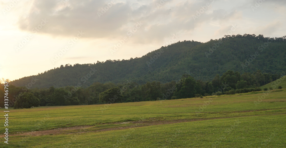 Landscape of grass hills at the Bald Mountain tourist spot of Ranong Landscape of grass hills at the Bald Mountain tourist spot of Ranong