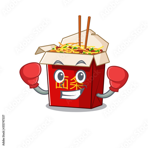 Sporty Boxing chinese box noodle mascot character style