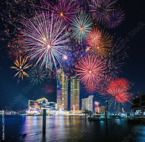 Bangkok New Year countdown fireworks , 