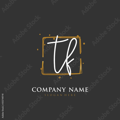 Handwritten initial letter T F TF for identity and logo. Vector logo template with handwriting and signature style.