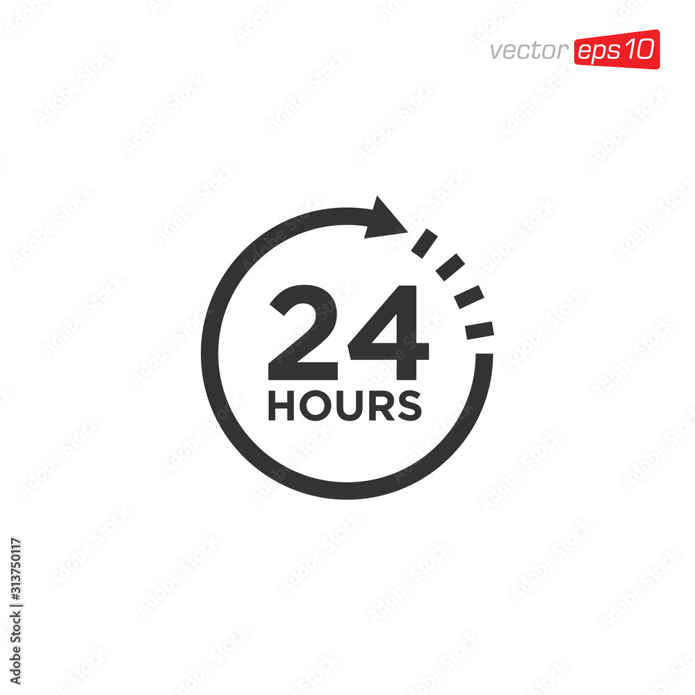 24 Hours Sign Icon Vector 24 Hours Sign Icon Vector