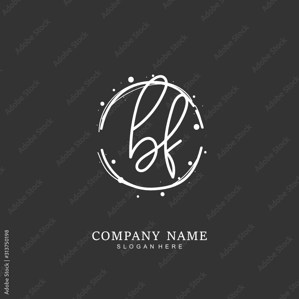 Handwritten initial letter B F BF for identity and logo. Vector logo ...