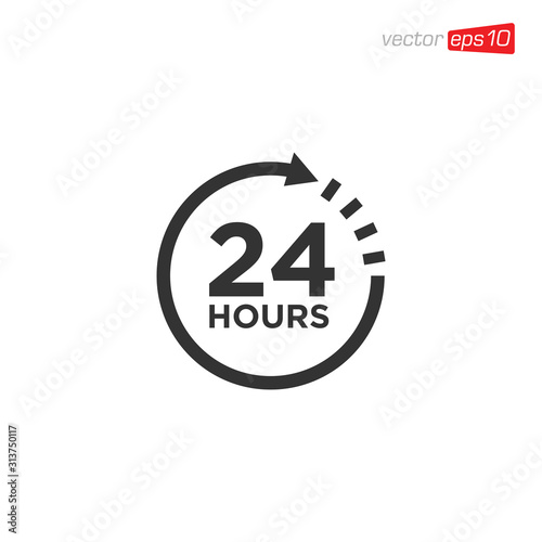24 Hours Sign Icon Vector