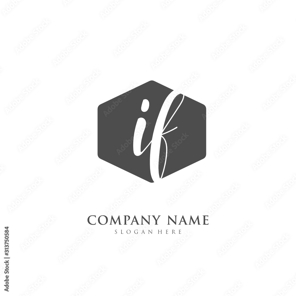 Handwritten initial letter I F IF for identity and logo. Vector logo template with handwriting and signature style. Handwritten initial letter I F IF for identity and logo. Vector logo template with handwriting and signature style.