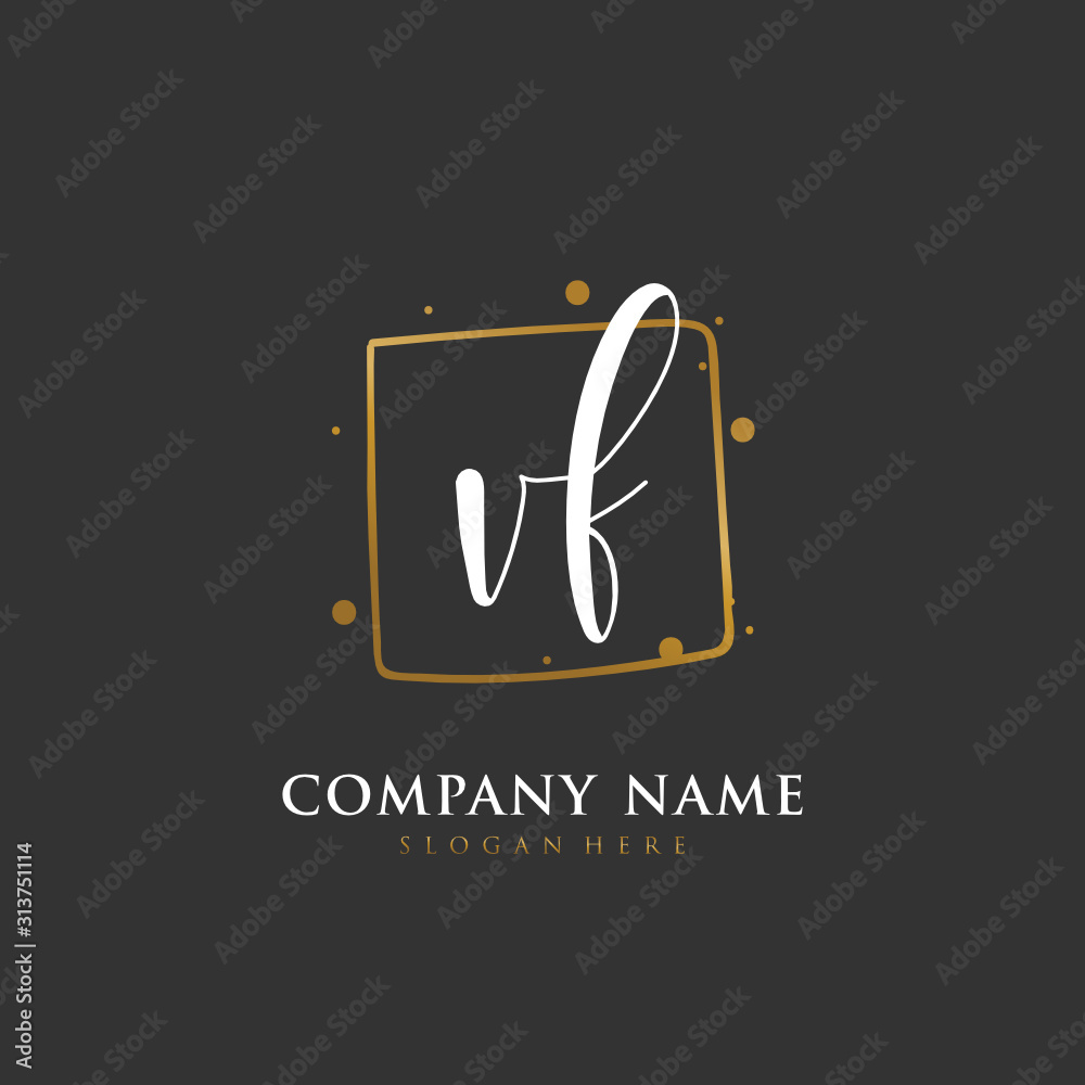 Handwritten initial letter V F VF for identity and logo. Vector logo template with handwriting and signature style. Handwritten initial letter V F VF for identity and logo. Vector logo template with handwriting and signature style.