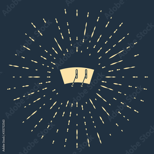Beige Windscreen wiper icon isolated on blue background. Abstract circle random dots. Vector Illustration
