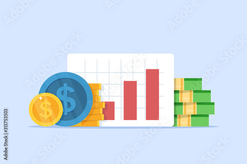revenue increase,Compound interest, added value,flat design icon vector illustration 