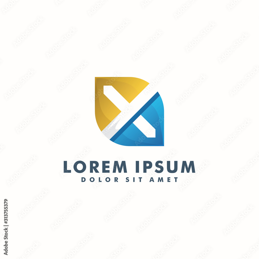 Naklejka premium Letter X logo design colorful vector